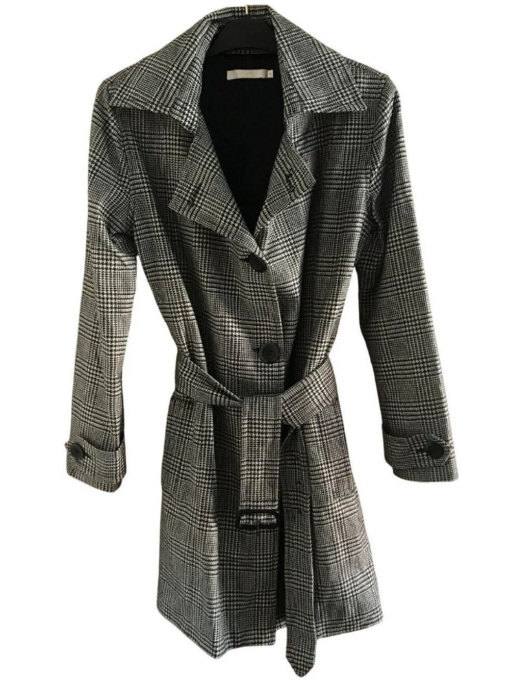 Anthropologie Bei Glen Check Classic Wool Cashmere Trench Coat S